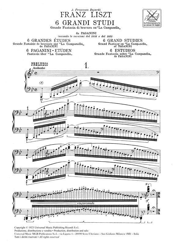 6 Grandi Studi Da Paganini E Grande Fantasia Di - Per Pianoforte - pro klavír